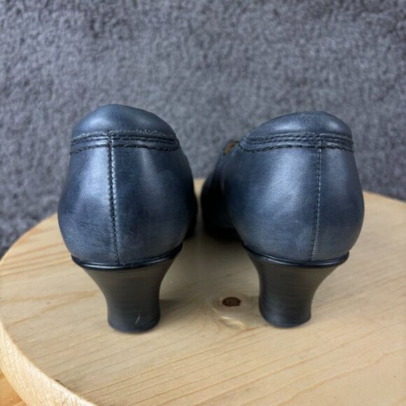 Earth Day Tripper Kitten Heel Shoe Womens 6 Leather Admiral Blue Slip On Pump - Picture 5 of 11